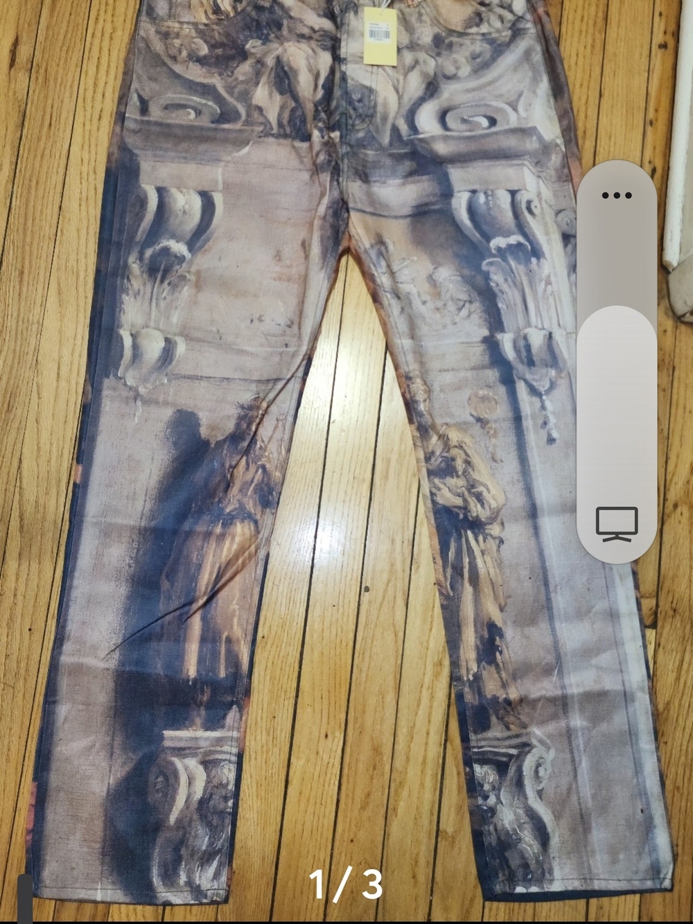 MNML Men's Relaxed Architectural Print Jeans in Brown and Black